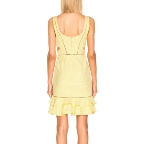 Jonathan Simkhai Womens 8 Yellow Gingham Cutout Ruffled Mini Dress Summer - Picture 3 of 9
